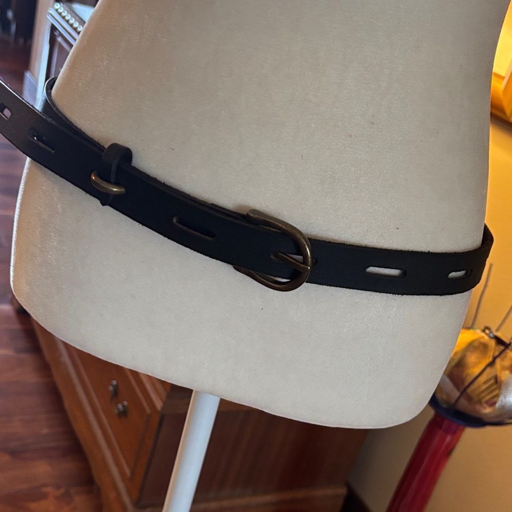 Unique Black Leather Belt with long belt holes - XL